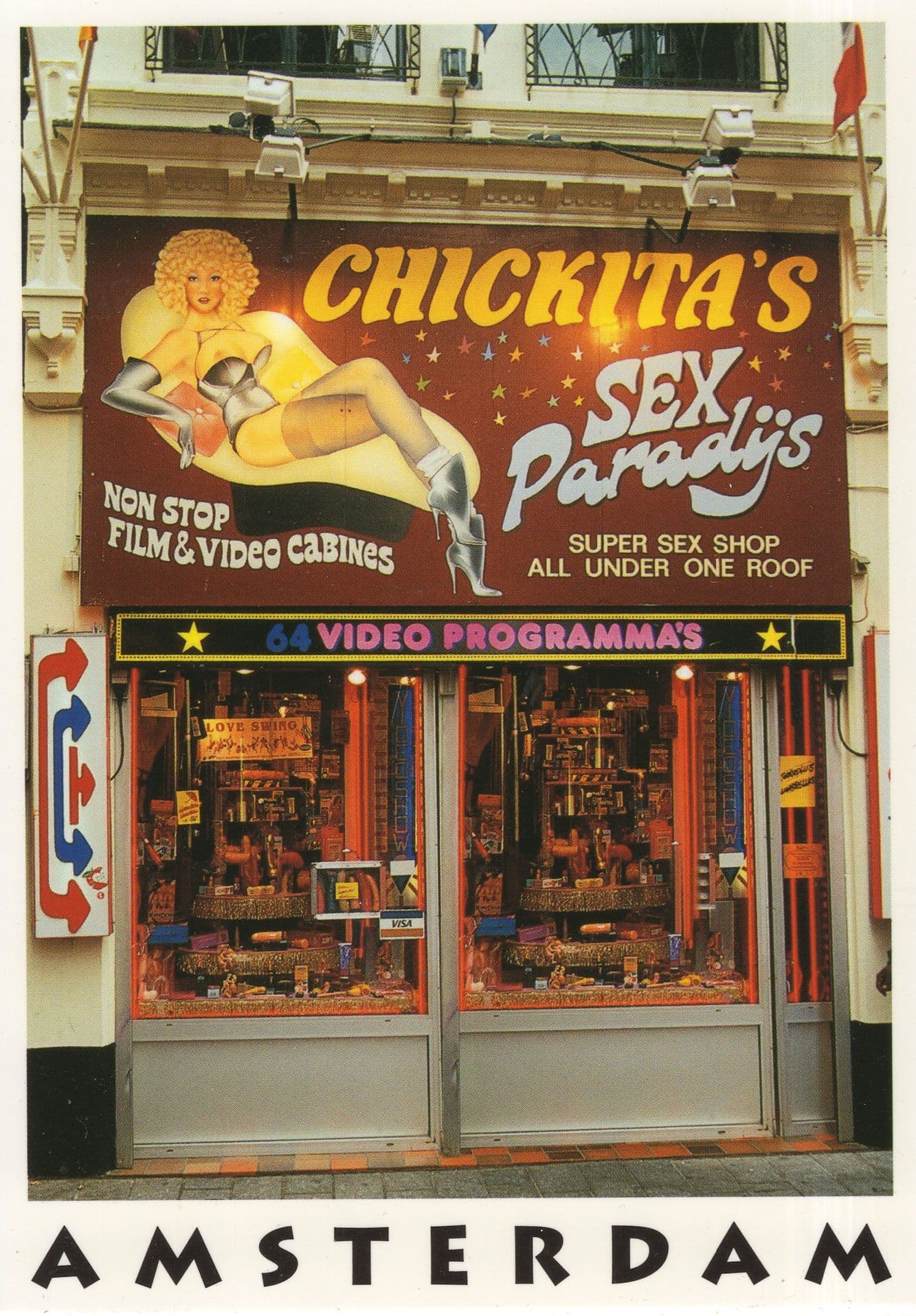 Amsterdam Chickita's Sex Paradijs Red Light Sex Shop Dutch Rare Postcard