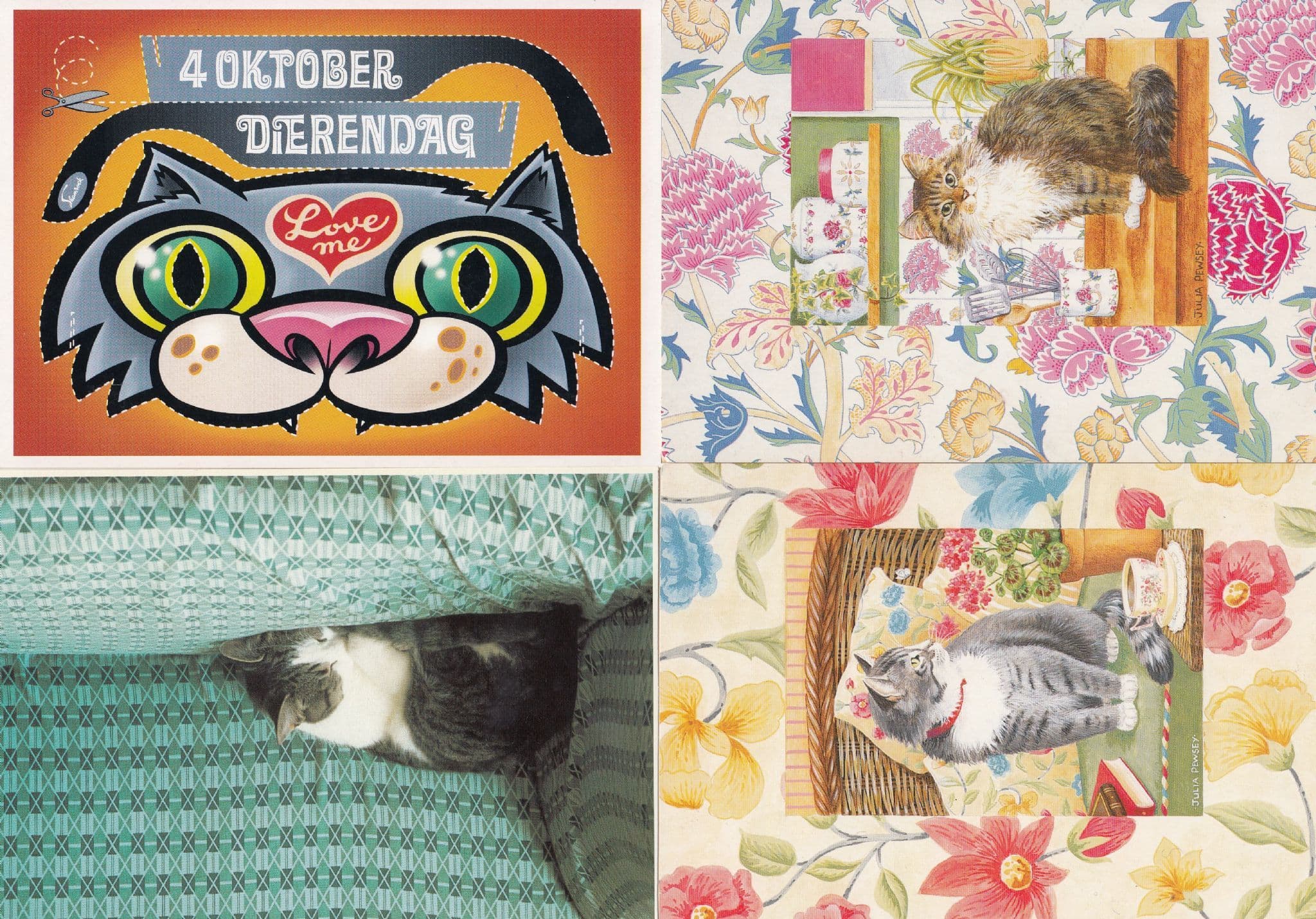 Amsterdam Love Me Cats By Crockery 4x Cat Dutch Postcard s