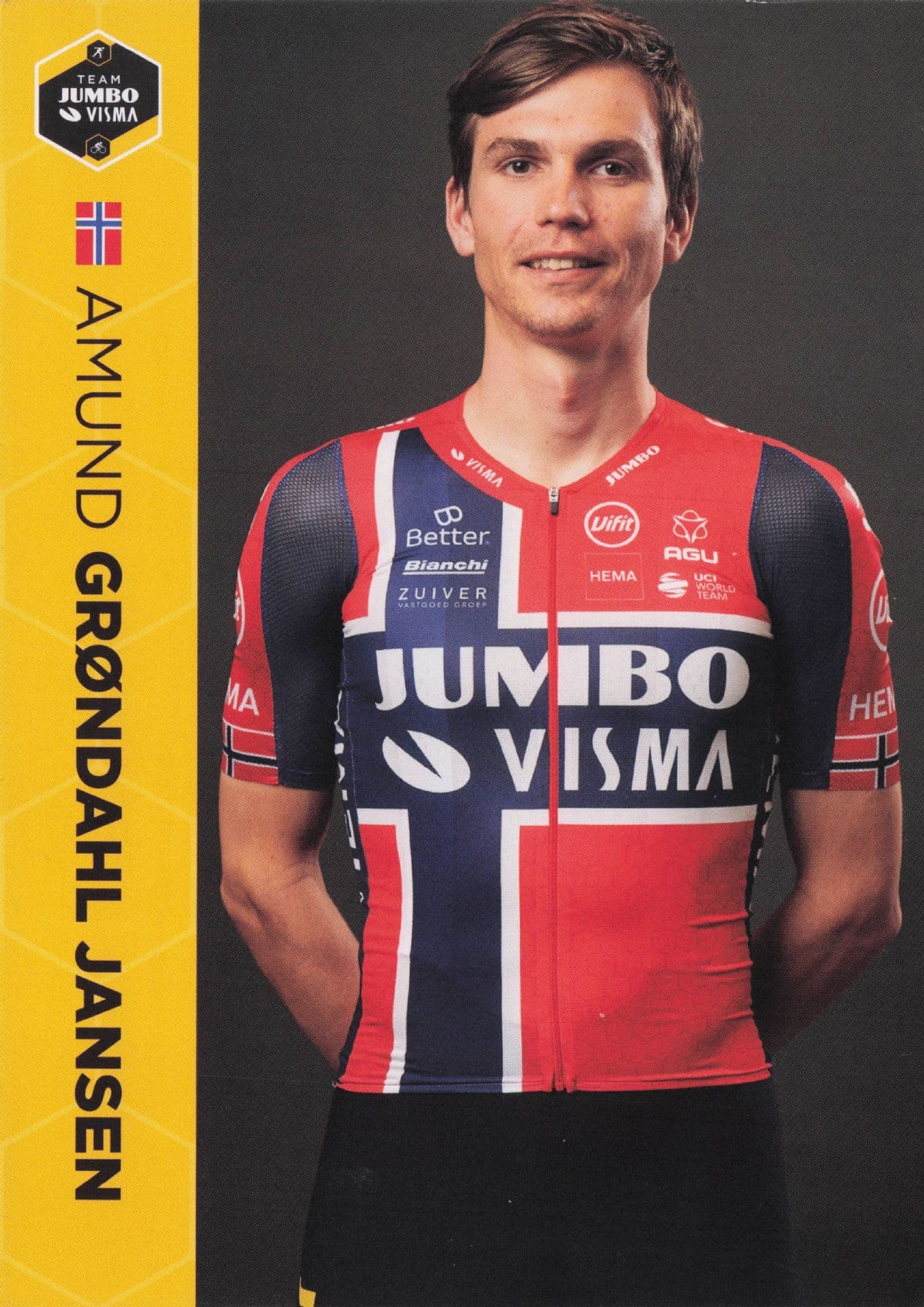 Amund Grondahl Jansen Norway Champion Cyclist Dutch Team Jumbo Visma Postcard