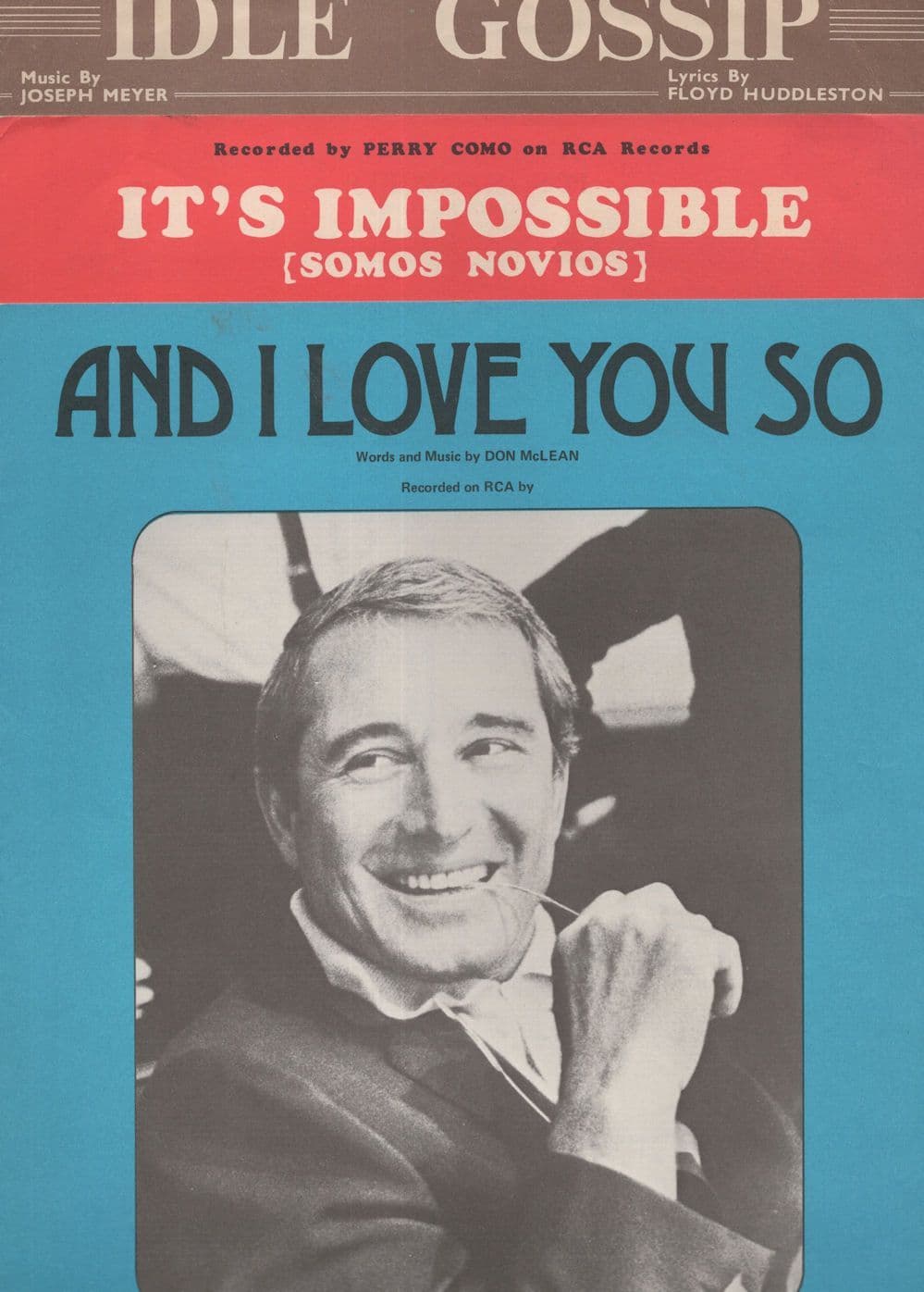 And I Love You So Idle Gossip It's Impossible 3x Perry Como Sheet Music s
