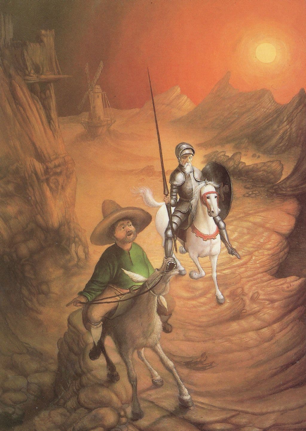 Andre De Barros Medieval Knight Don Quixote French Painting Postcard