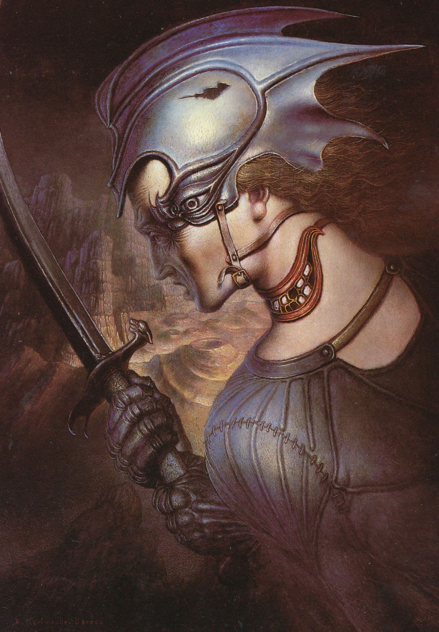 Andre Martins De Barros Clown Medieval Knight Painting Postcard