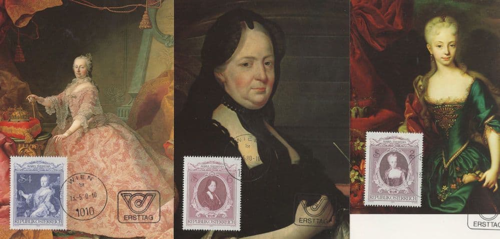 Andreas Moller Maria Theresia 3x Austria FDC Style Postcard s