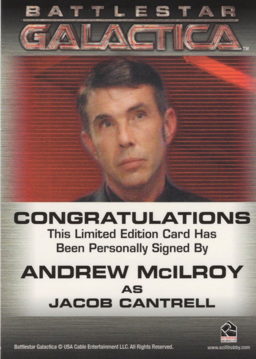 Andrew McIlroy Battlestar Galactica Hand Signed Trading Card