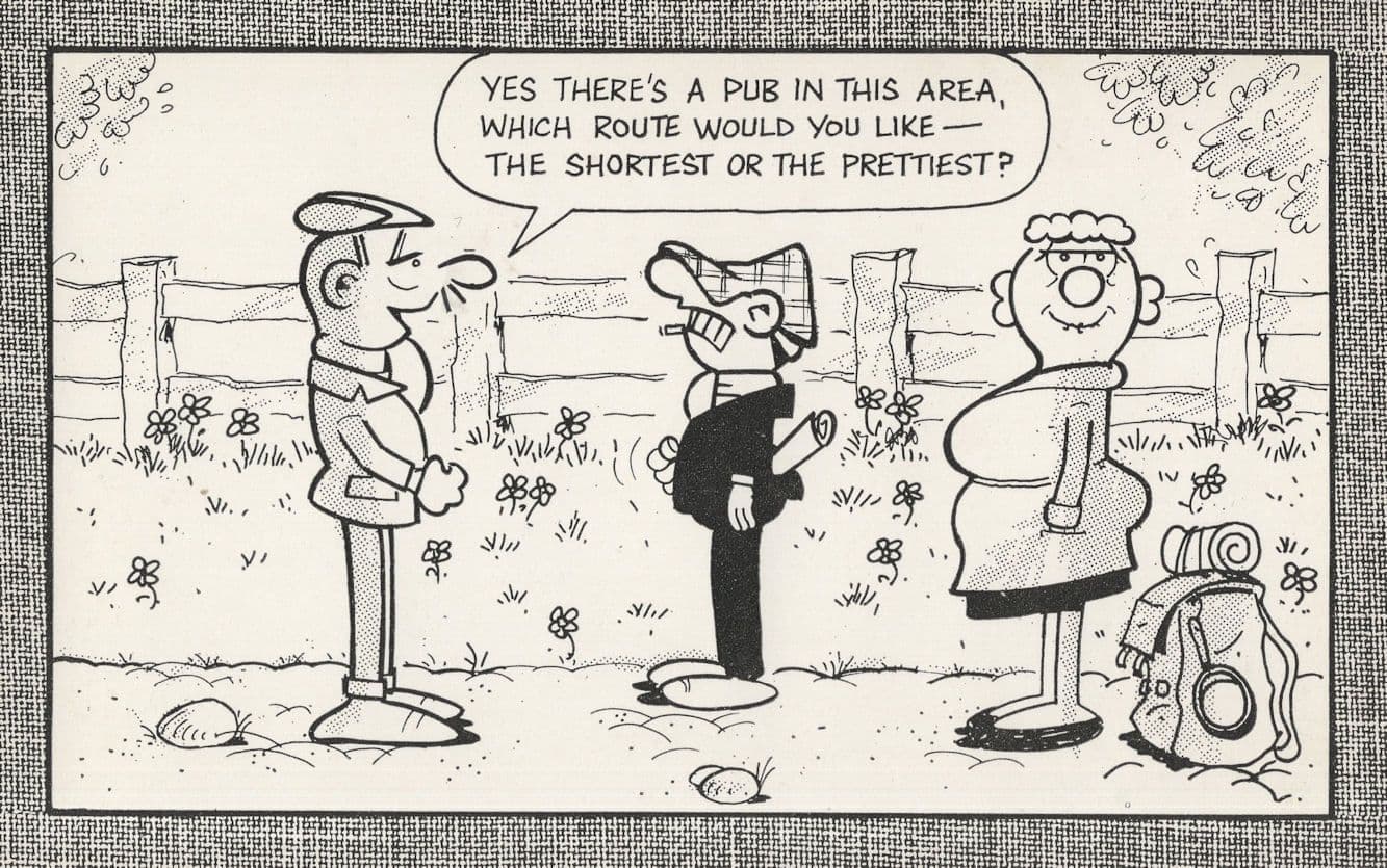 Andy Capp Getting Directions To Pub In Farm Lane Comic Postcard