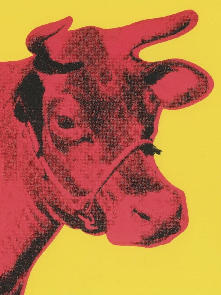 Andy Warhol Cow Pink On Yellow Painting Postcard