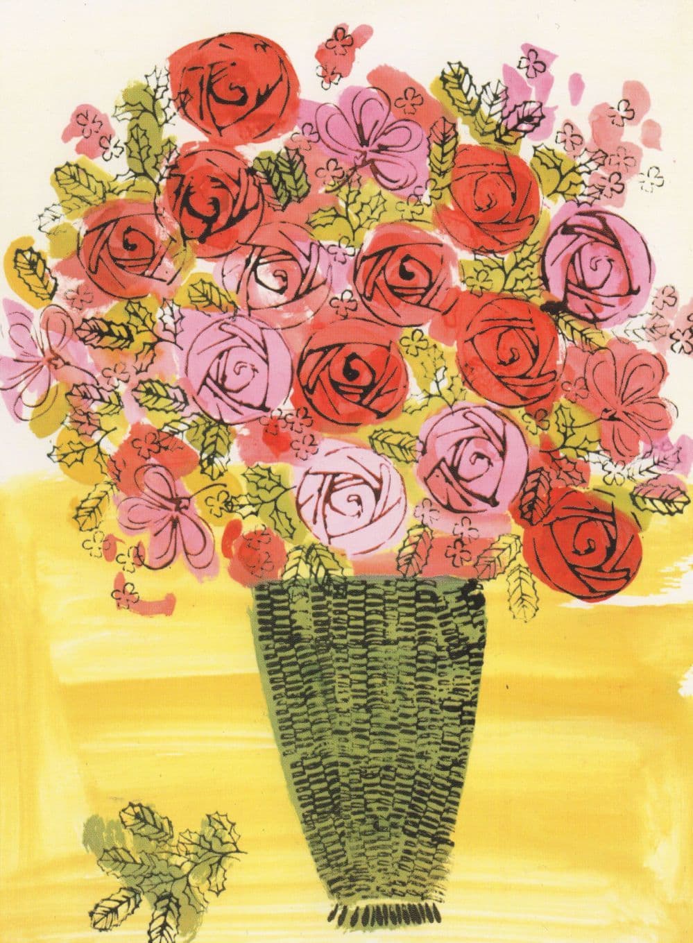 Andy Warhol Flowers Roses Painting Postcard