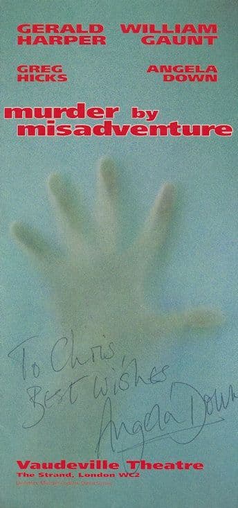 Angela Down War & Peace Hand Signed Theatre Flyer