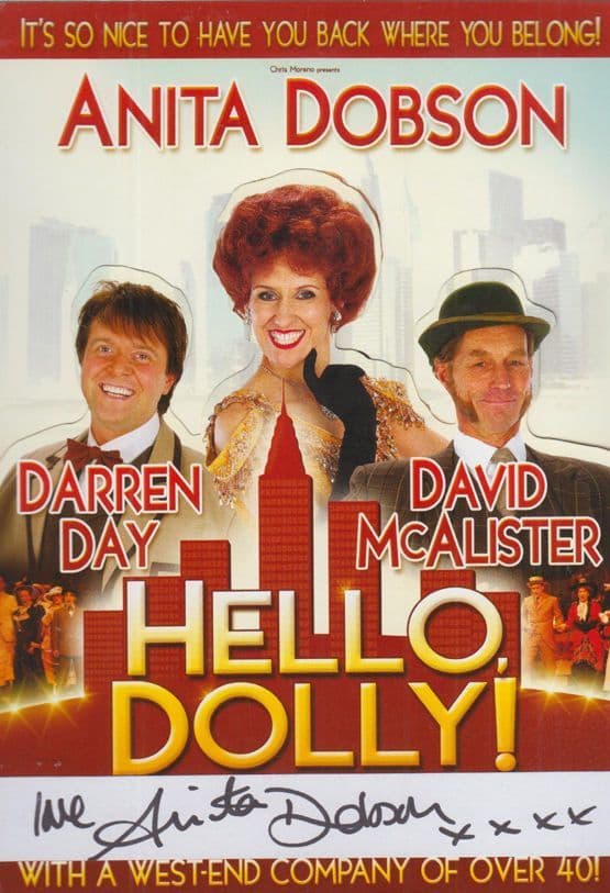 Anita Dobson Eastenders Hello Dolly Hand Signed Cardiff Welsh Theatre Flyer