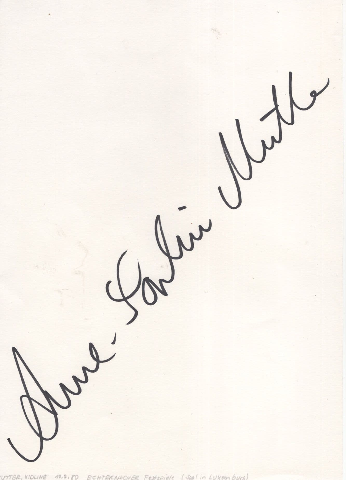 Anne Sophie Mutter German Violinist 2x Large Hand Signed Autograph s