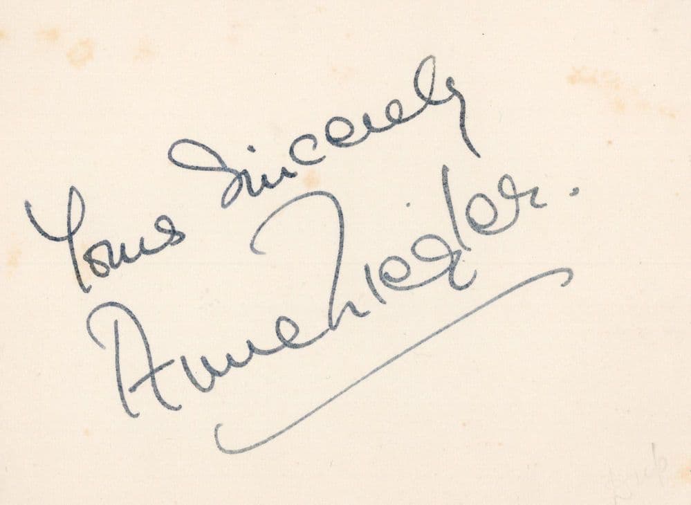 Anne Ziegler Vintage Hand Signed Autograph Card
