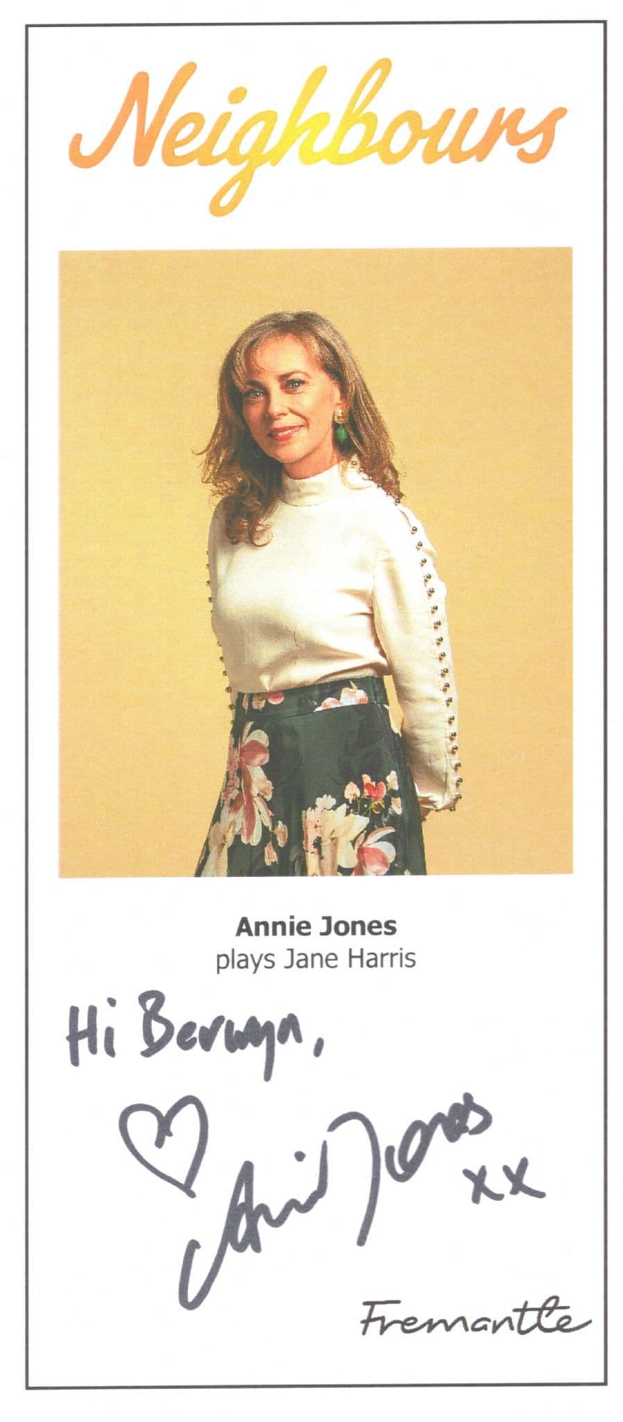 Annie Jones as Jane Harris in Neighbours Hand Signed Cast Photo