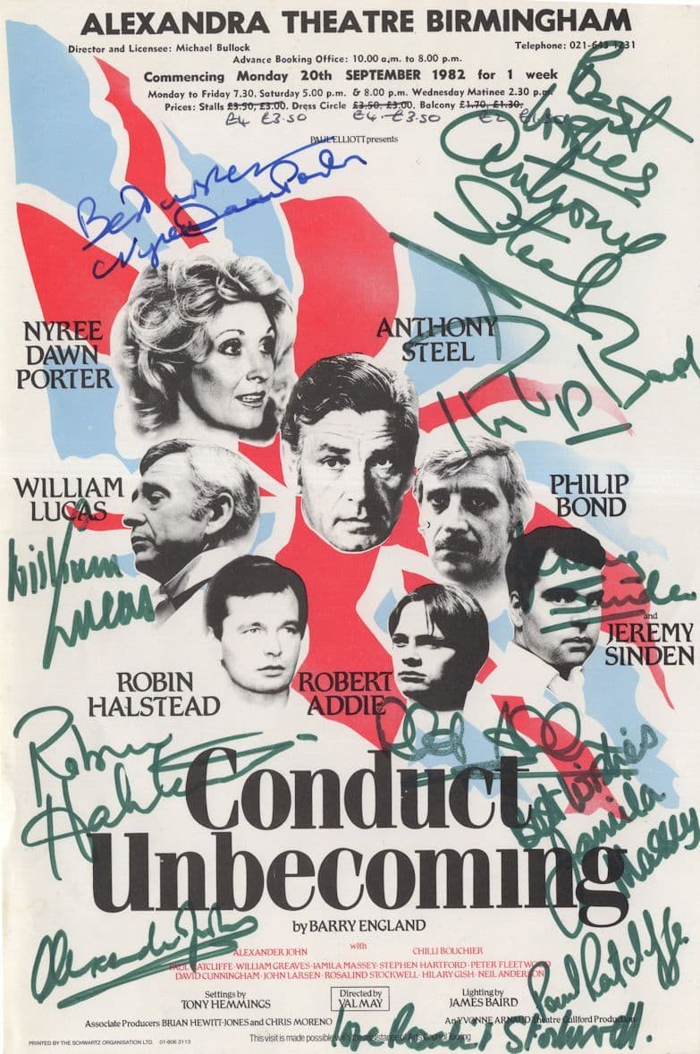 Anthony Steel William Lucas Robin Halstead Sherlock Holmes Hand Signed Theatre Flyer