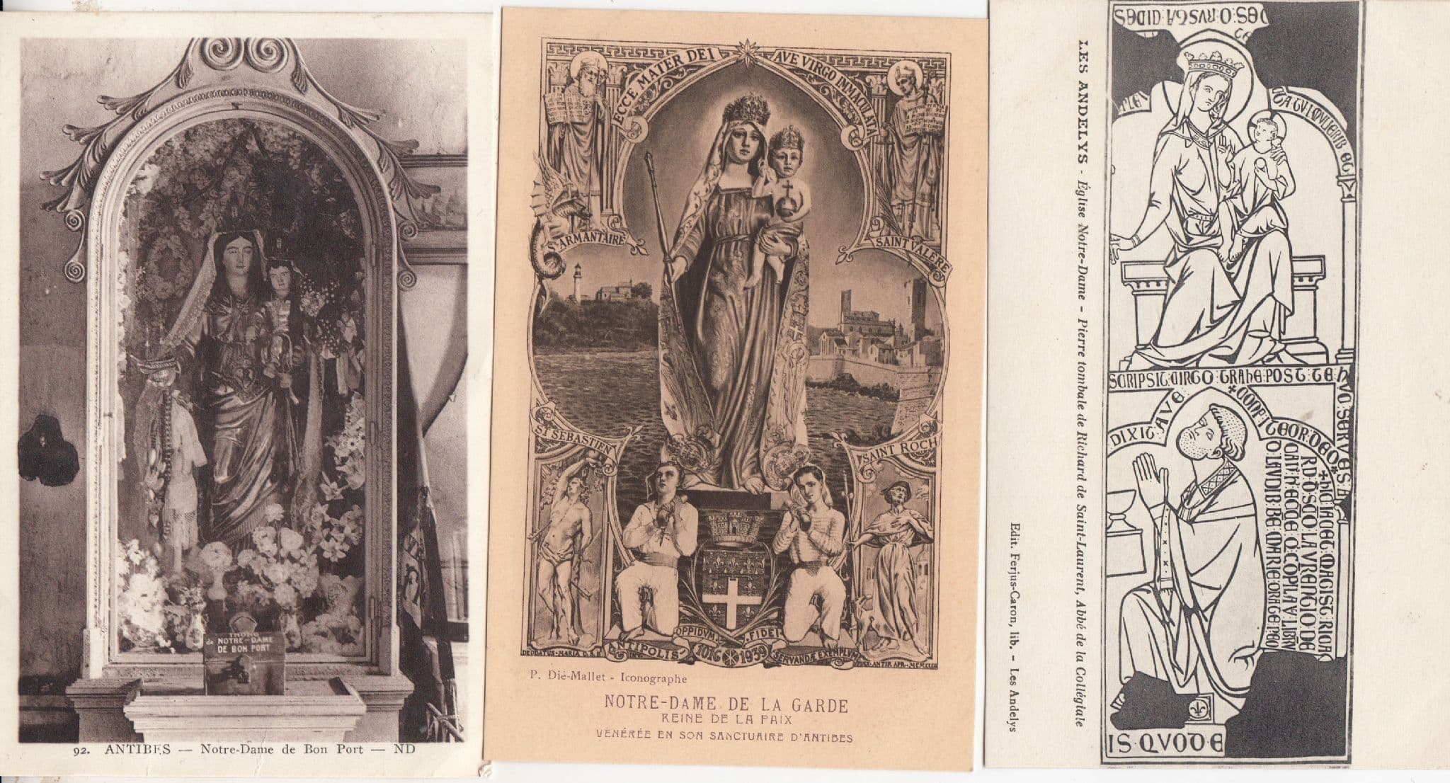 Antibes Notre Dame 3x French Religious Old Postcard s