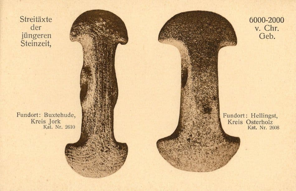 Antique Battle Axe Prehistoric German Vintage Stone Age Postcard