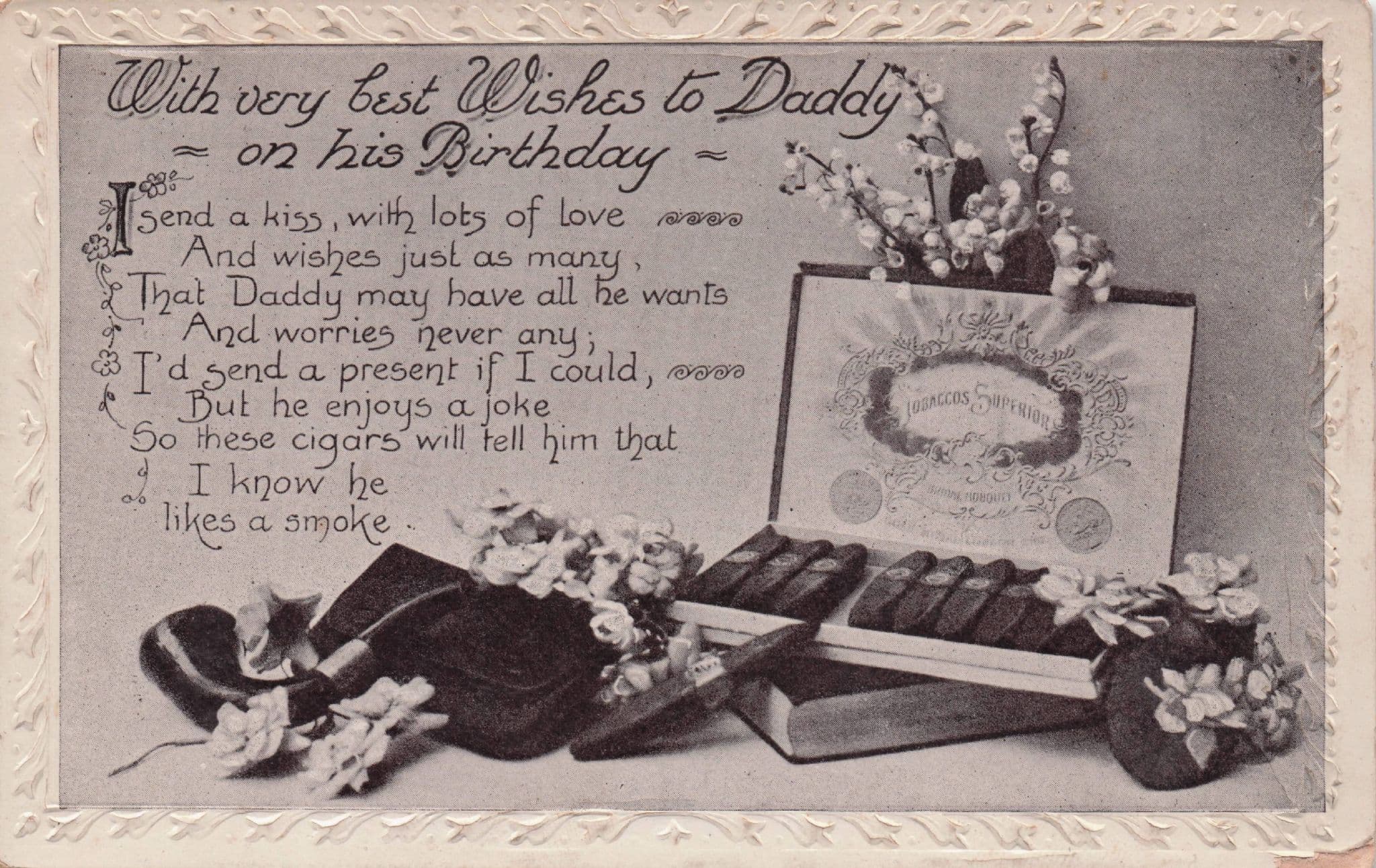 Antique Cigar Box Father Birthday Greetings Old RPC Postcard