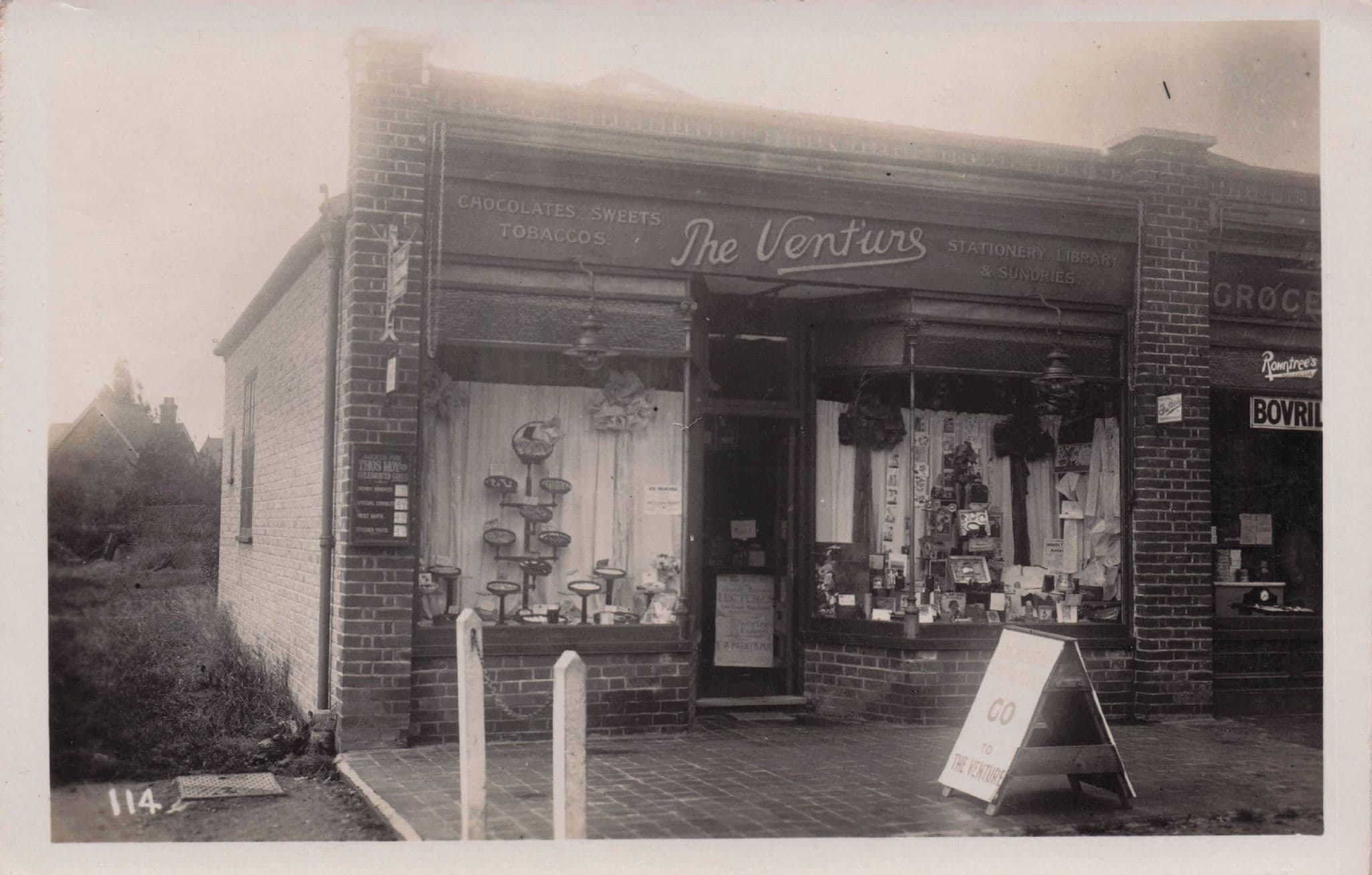 Antique Corner Shop Rowntrees Bovril Advertising Real Photo Postcard