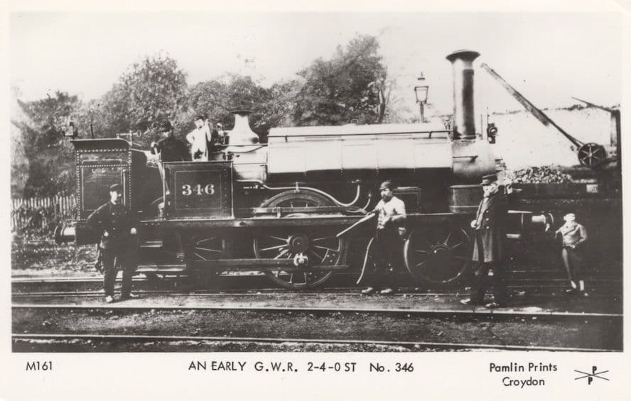 Antique GWR 346 2-4-0 ST Train with Driver Real Photo Postcard