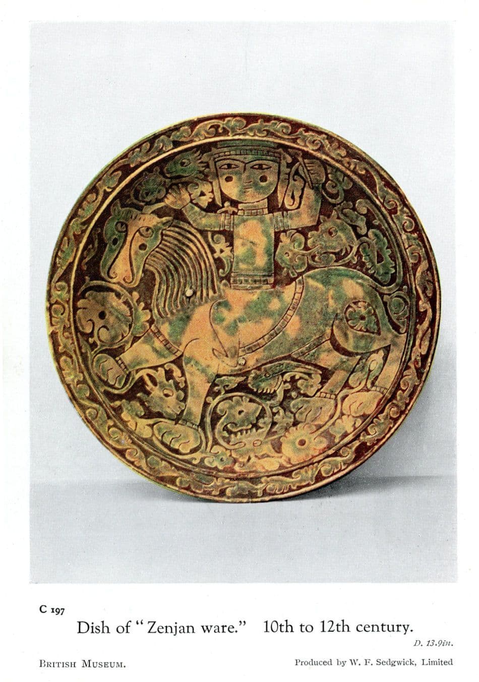Antique Iran 12th Century Dish Pottery of Zenjan Ware Old Postcard