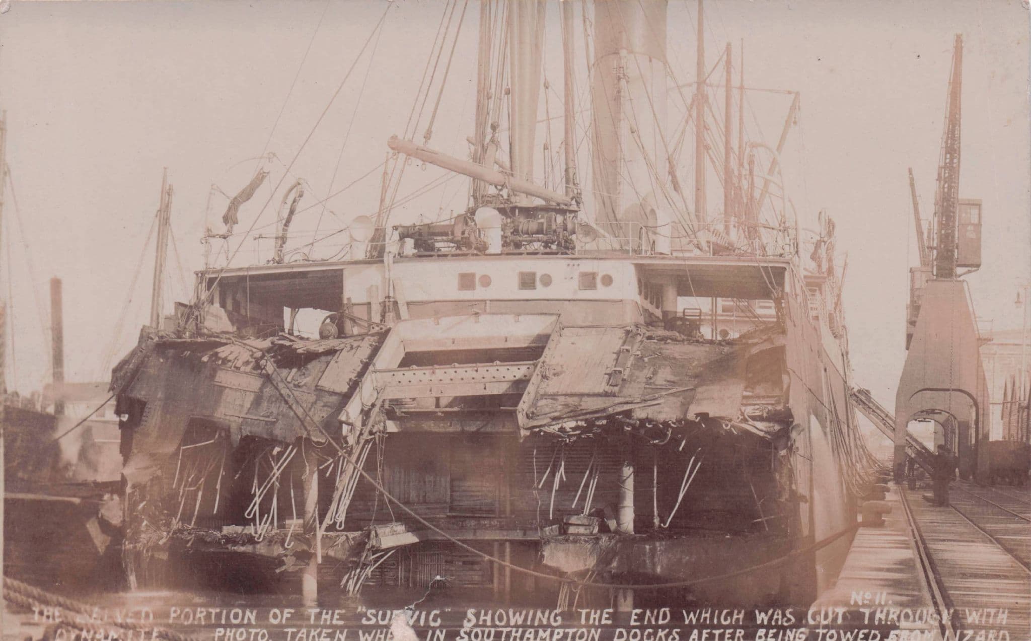 Antique Ship Disaster Crash Southampton Port Lizard Old Postcard