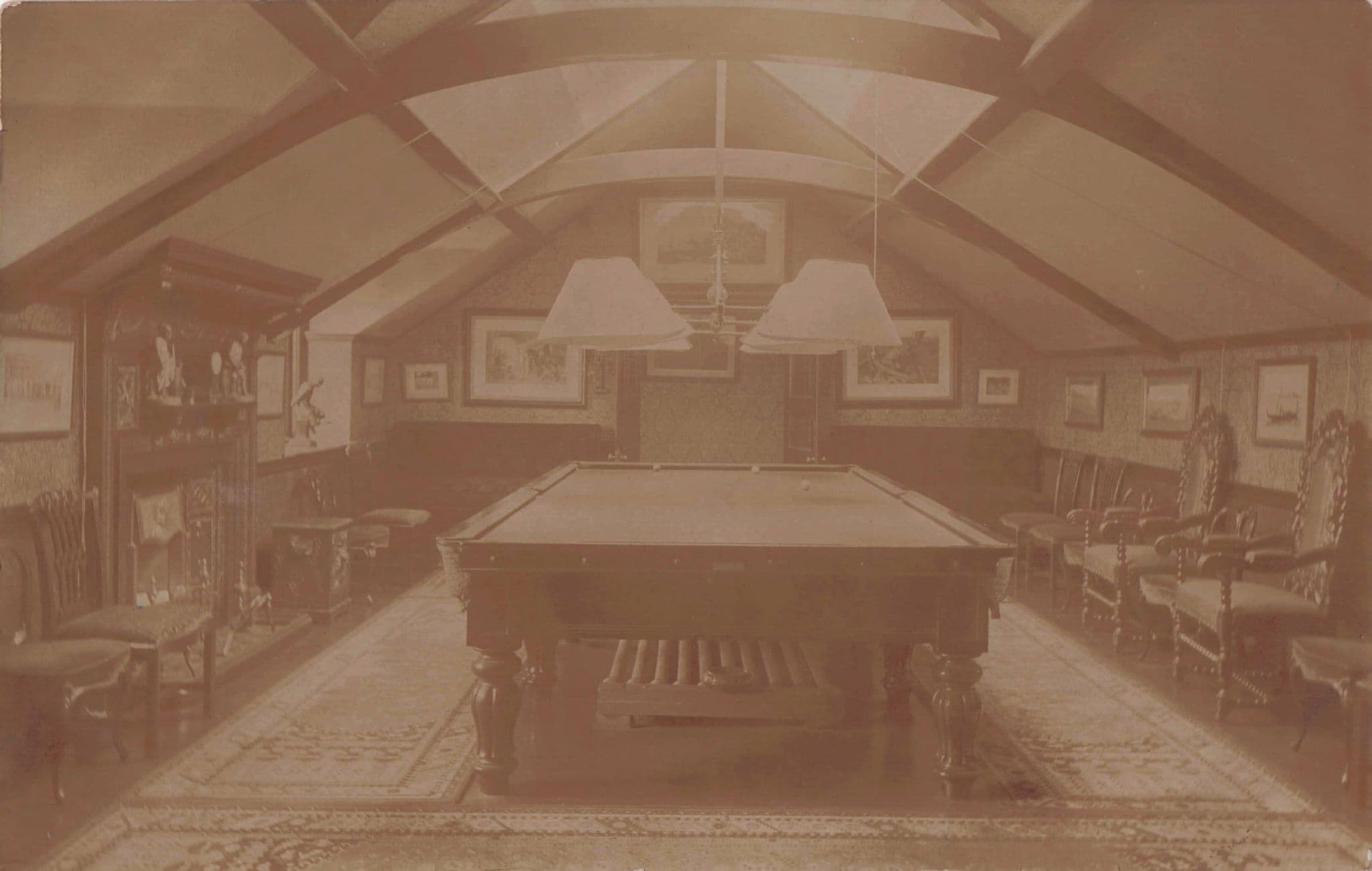 Antique Snooker Billiards Social Club Table Monica White RPC Postcard