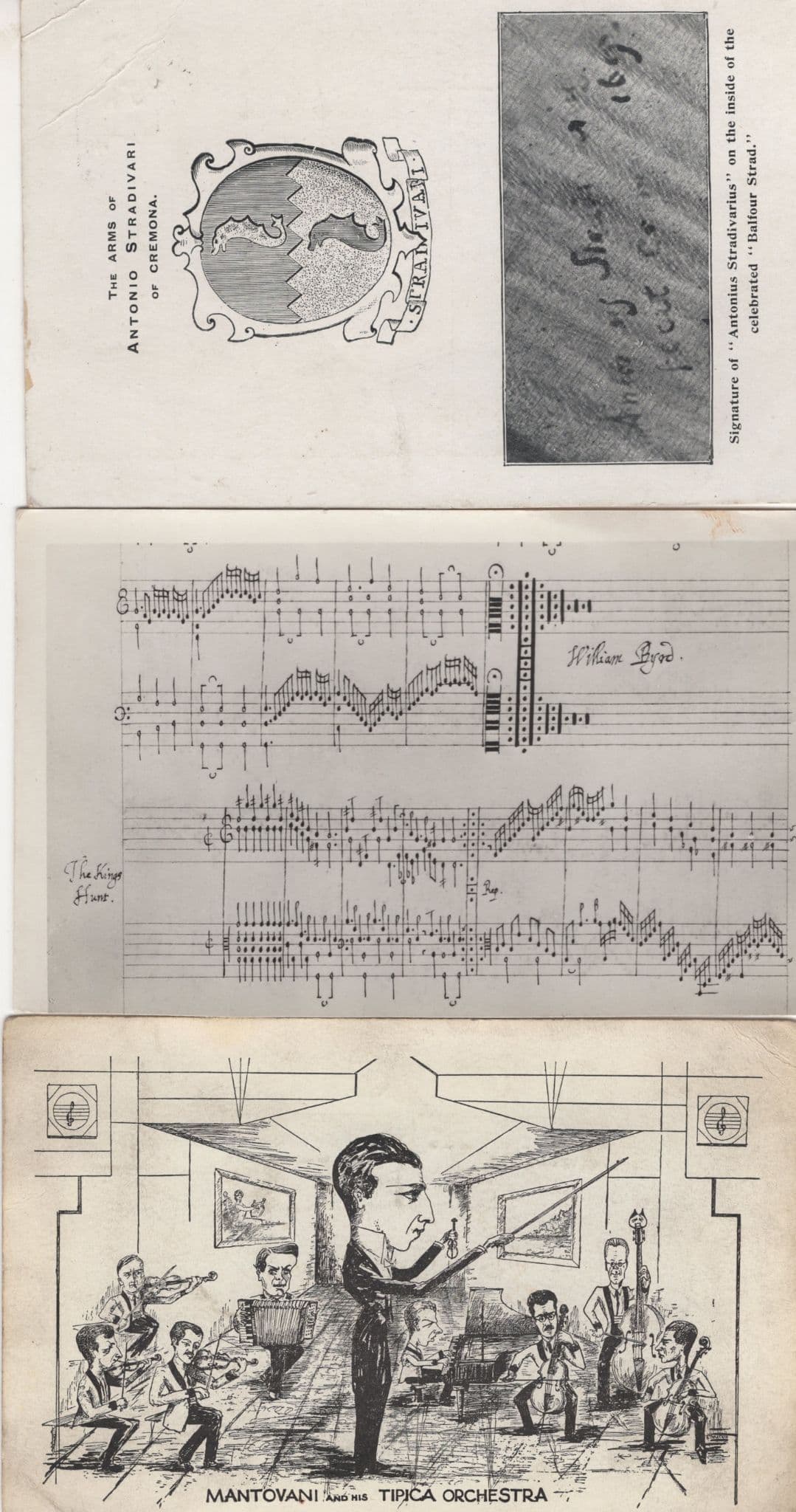Antonio Stradivari Violin Maker Signature Mantovani 3x Old Postcard