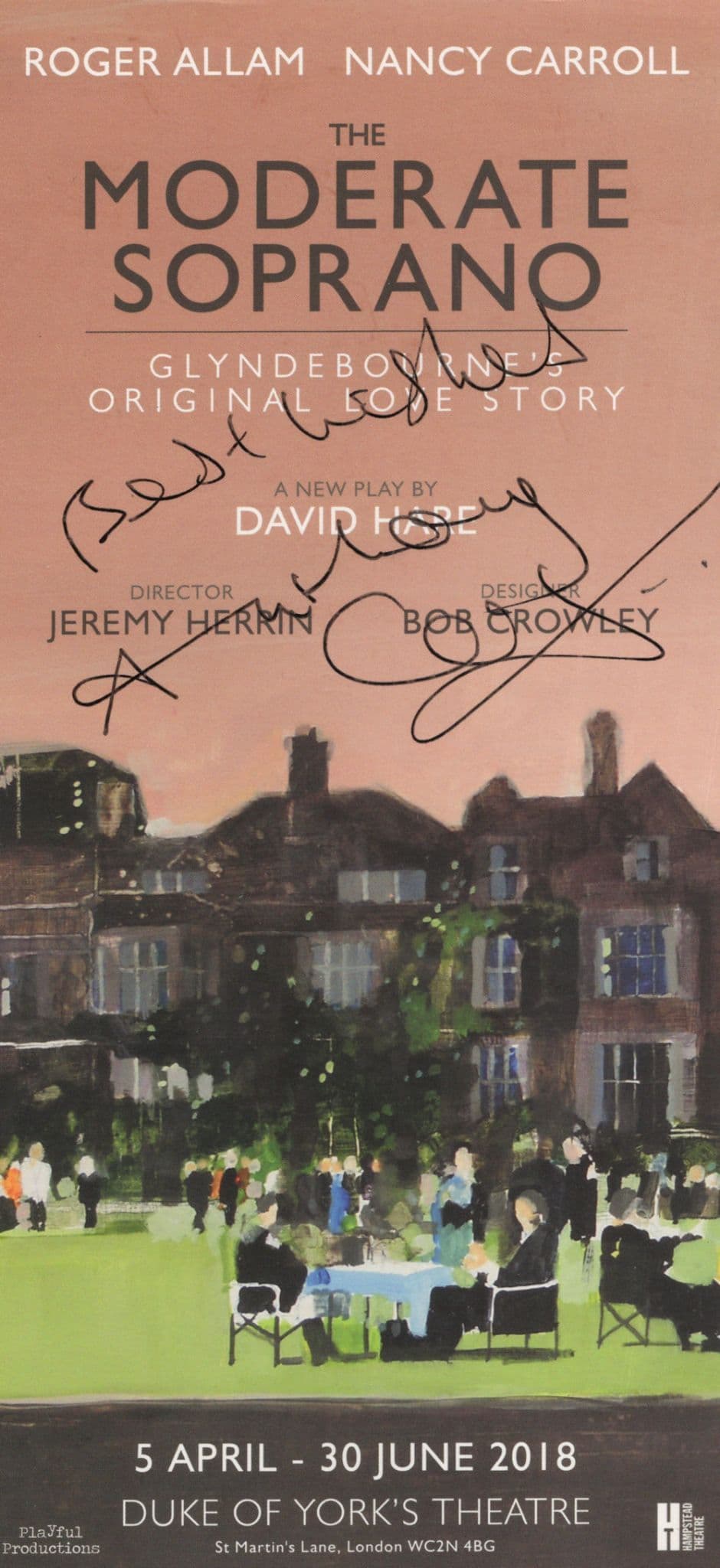 Antony Calf of New Tricks Moderate Soprano Hand Signed Theatre Flyer