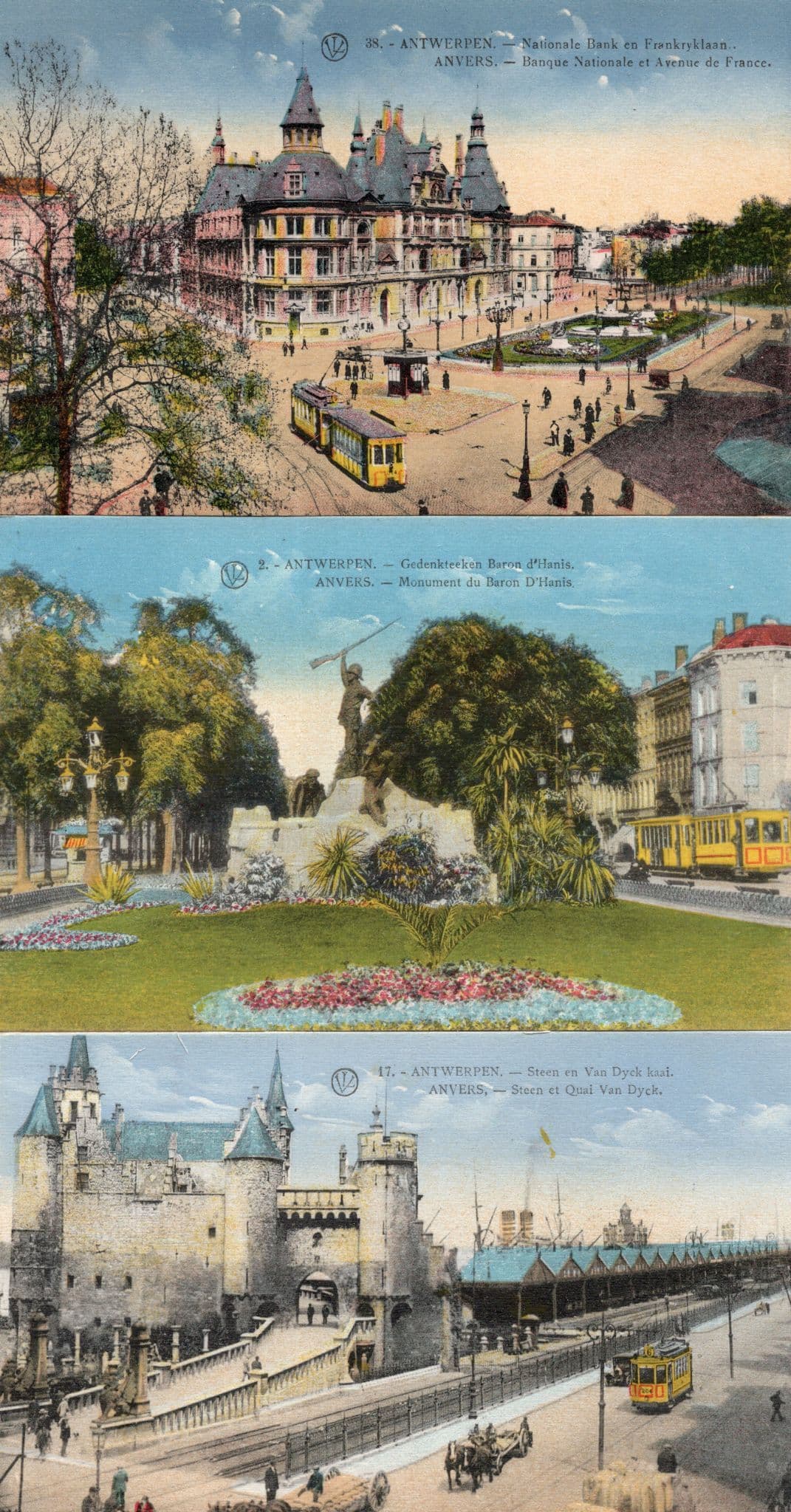 Antwerp Belgium 3x Aerial Tram Bus Old Transport Postcard s