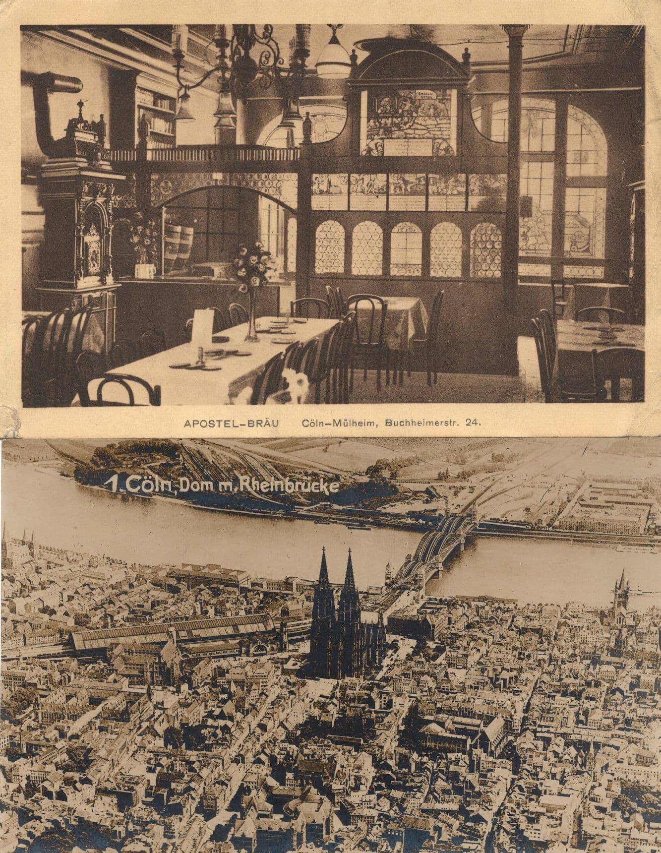 Apostel Brau Coln Mulheim Hotel Pub Inn 2x Old German Postcard