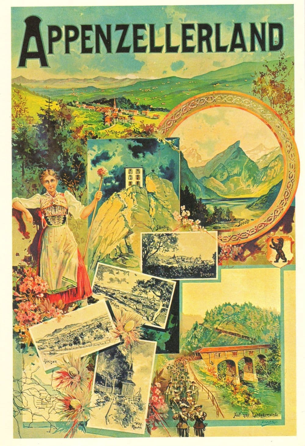 Appenzeller Bahn Railway 1908 Travel Bridges Switzerland Postcard