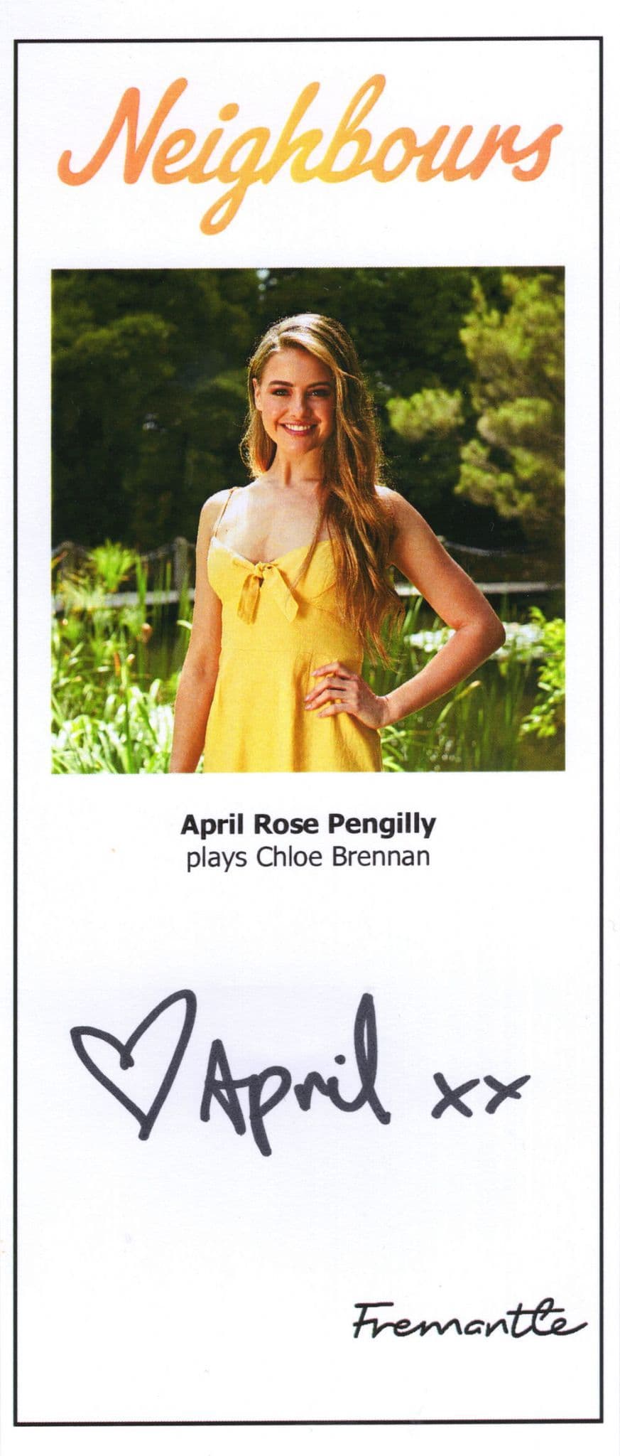 April Rose Pengilly Neighbours TV Show Hand Signed Cast Photo & Amazing Reverse