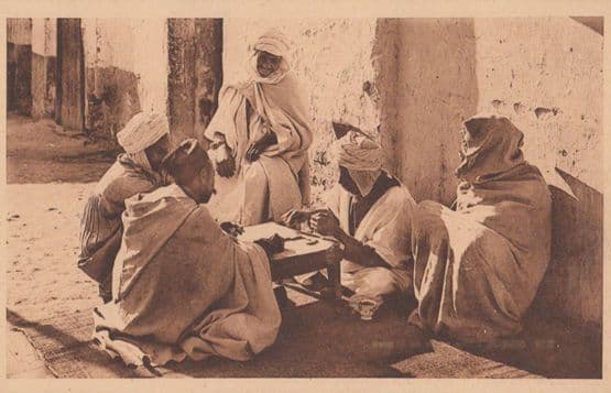Arabs Playing Dominoes Gambling Arabian Toy Board Old Dice Game Antique Postcard