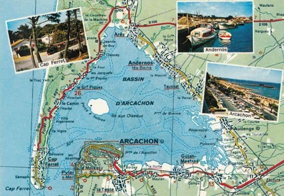 Arcachon Andernos Cap Ferret French Carte Map Postcard