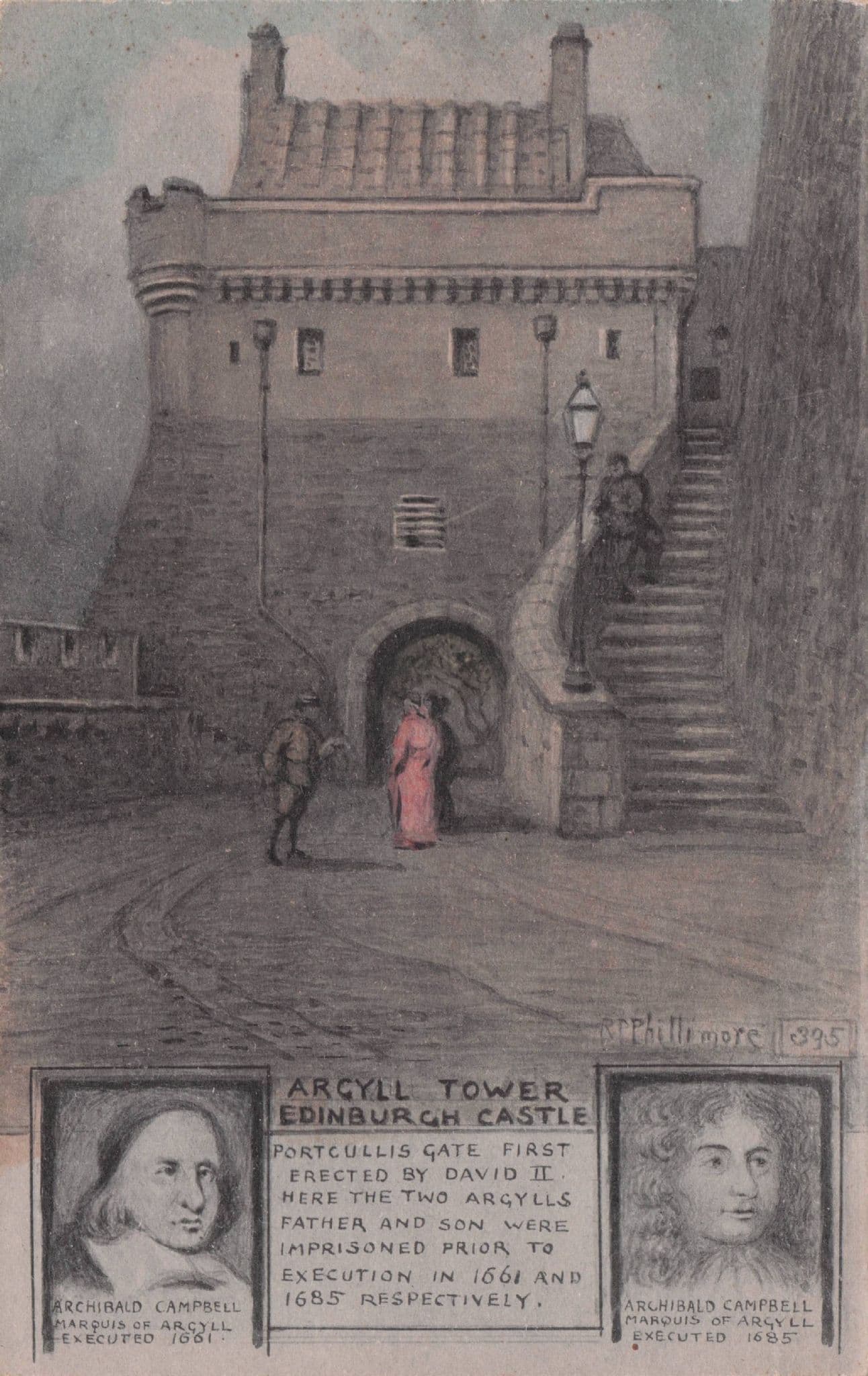 Argyll Tower Edinburgh Castle Seal Archibald Campbell Phillimore Postcard