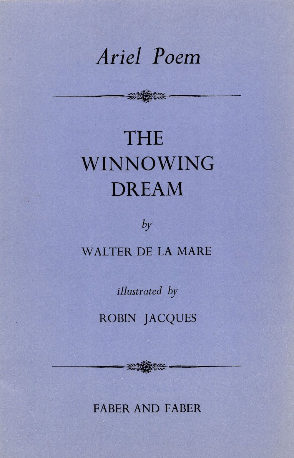 Ariel Poem The Winnowing Dream Walter De La Mare 1st Edition Booklet