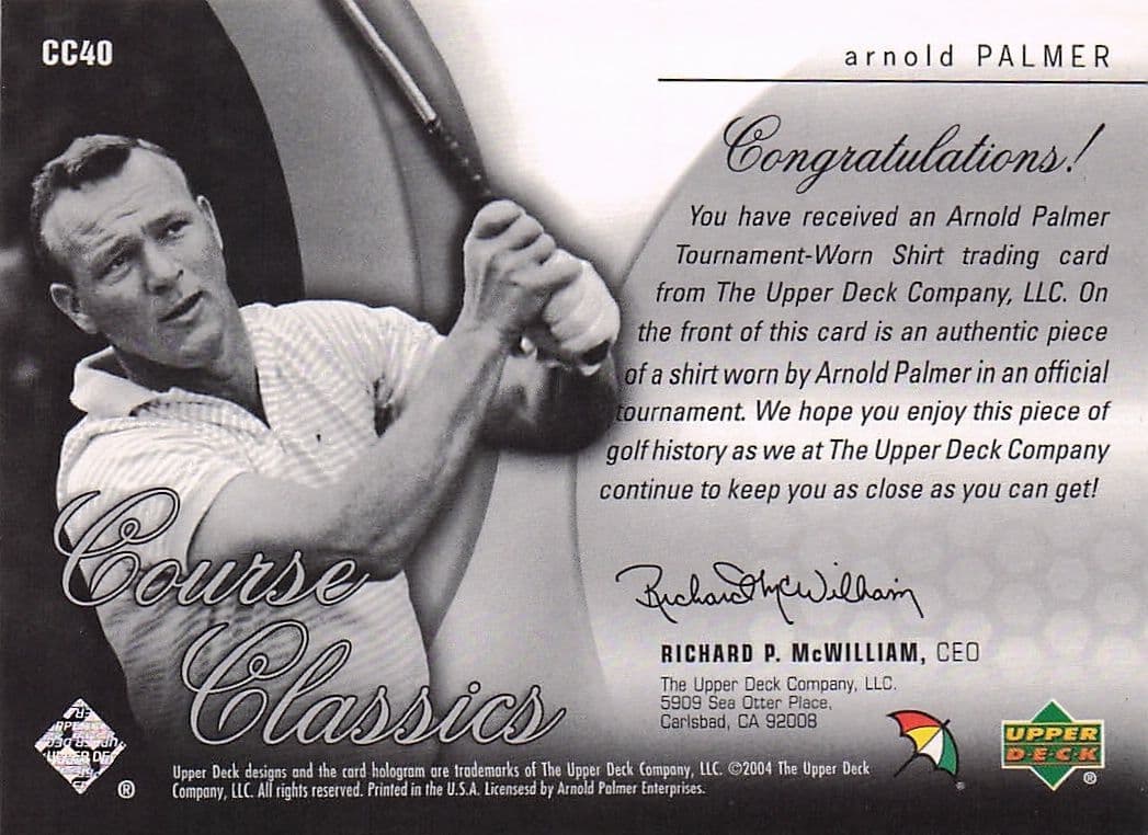 Arnold Palmer Course Classics 2004 Authentic Tournament Upper Deck Golf Shirt Card