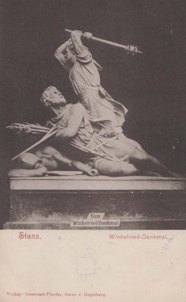 Arnold Winkelried Statue Carrara Marble Antique Monument Postcard