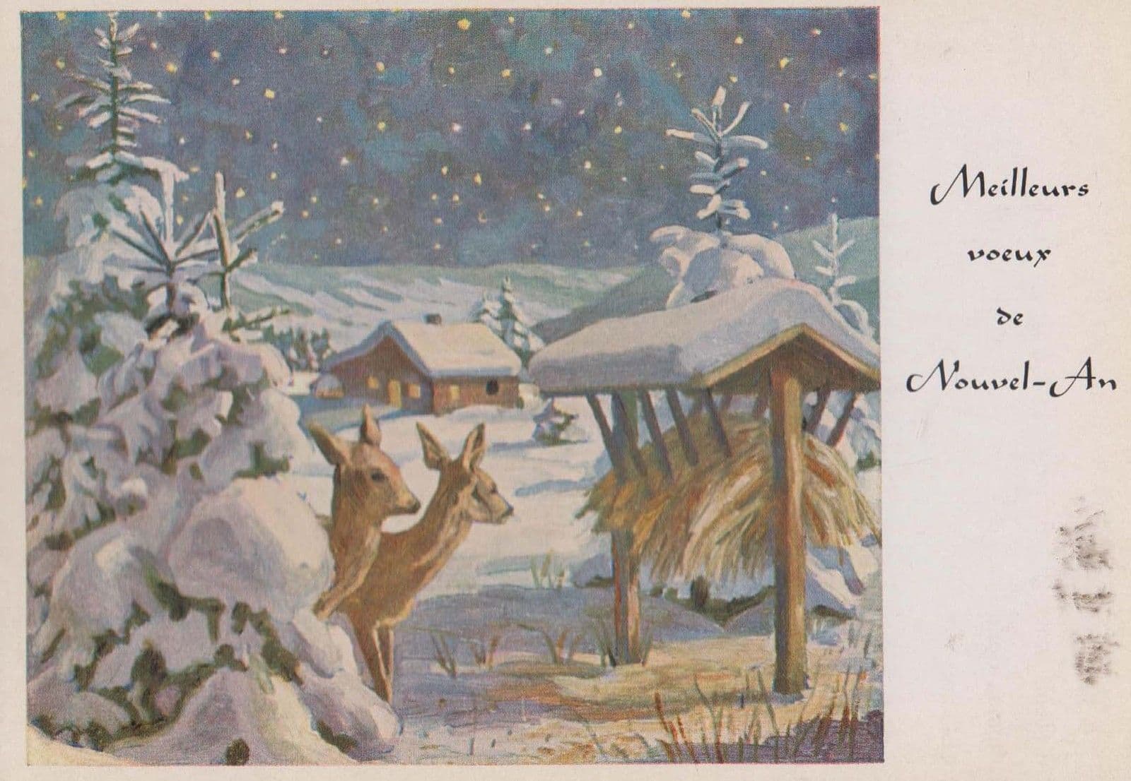 Arnulf Stegmann Boy Flute Recorder + Deer Christmas 2x German Painting Postcard