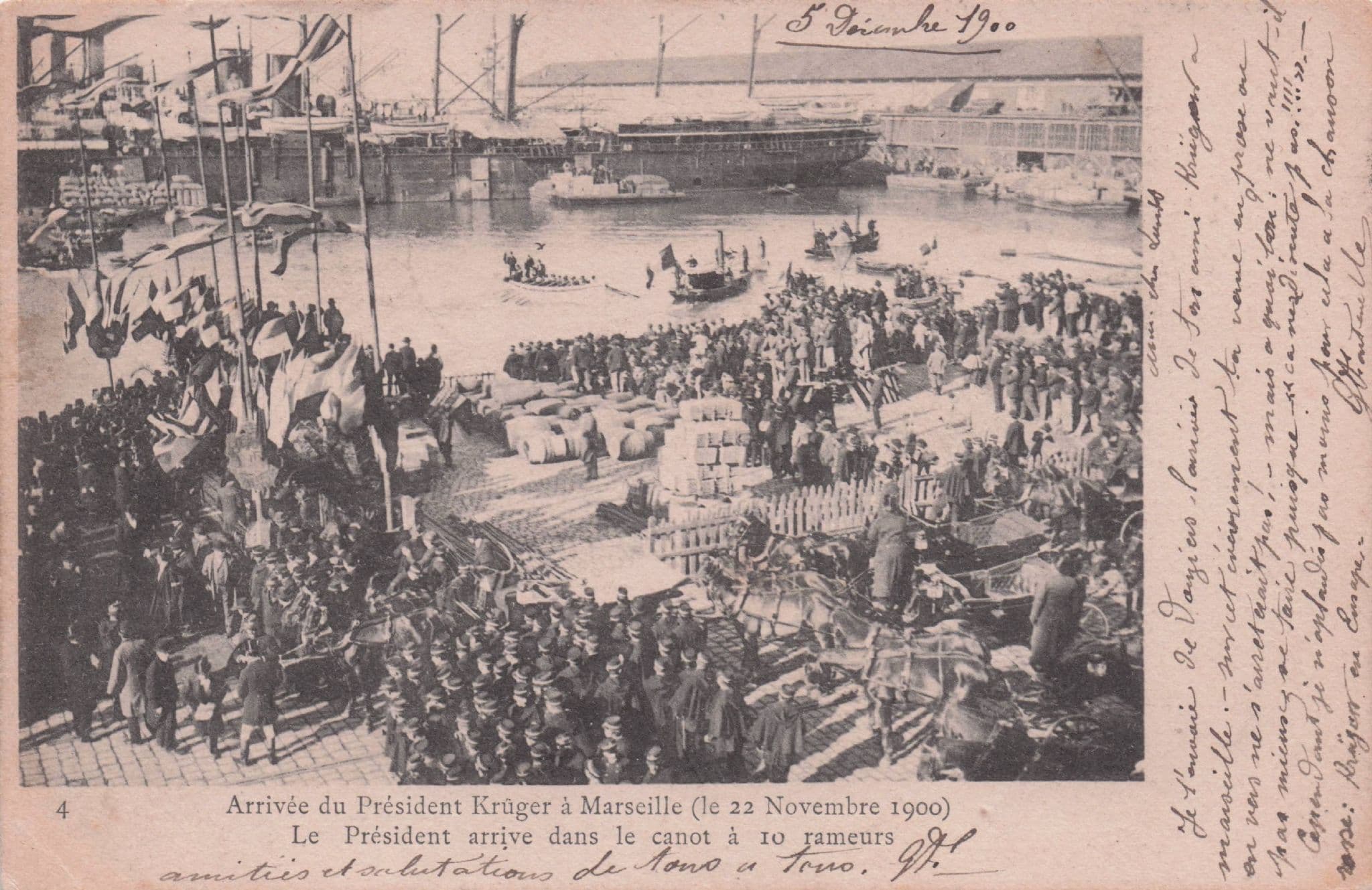 Arrivee Du President Kruger A Marseille French Ship Docks Old Postcard