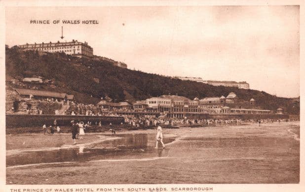 Arrow Points To Prince Of Wales Hotel Scarborough Antique Postcard