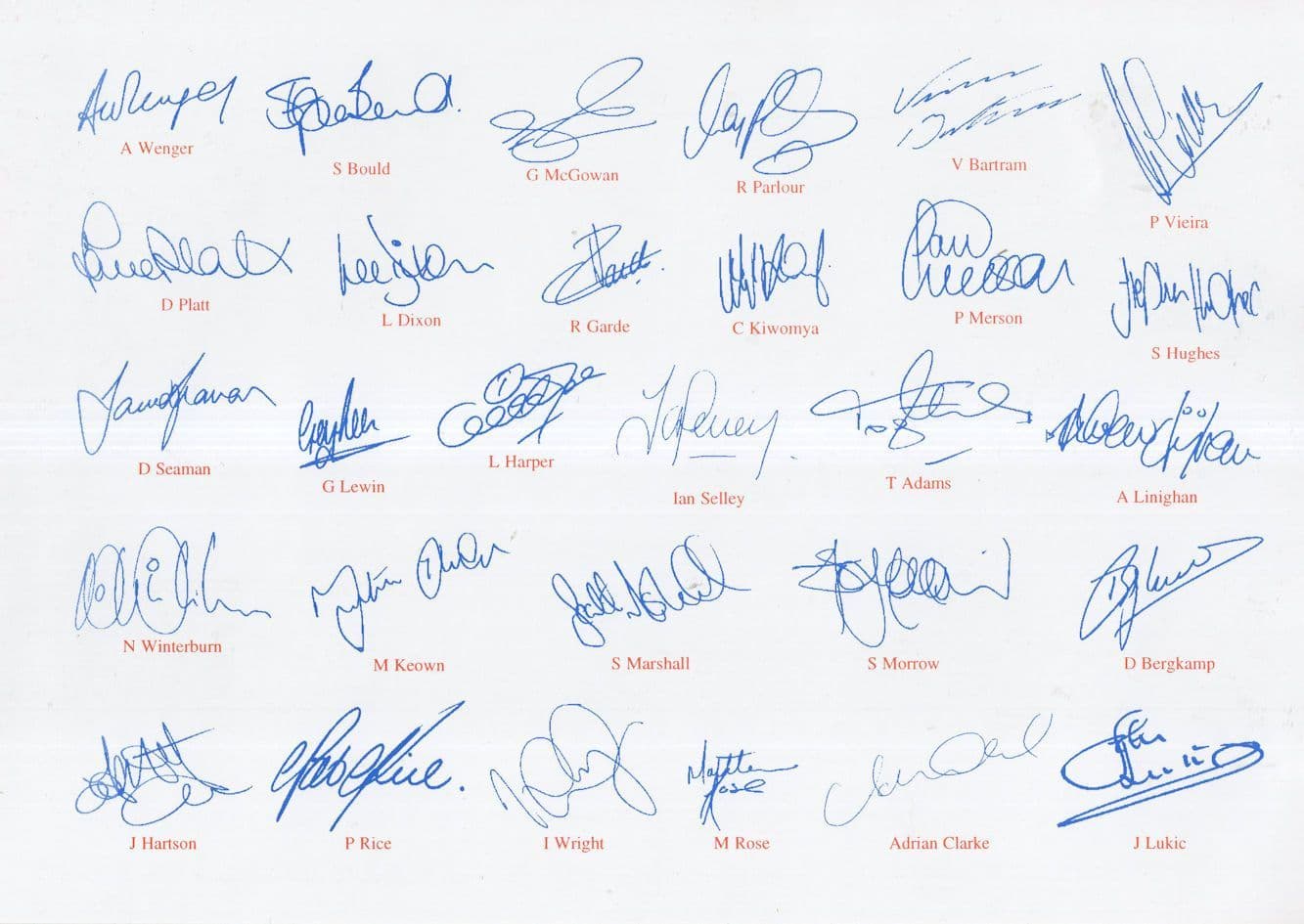 Arsenal Football Vintage Full Squad Signed Photo & Letter From Club