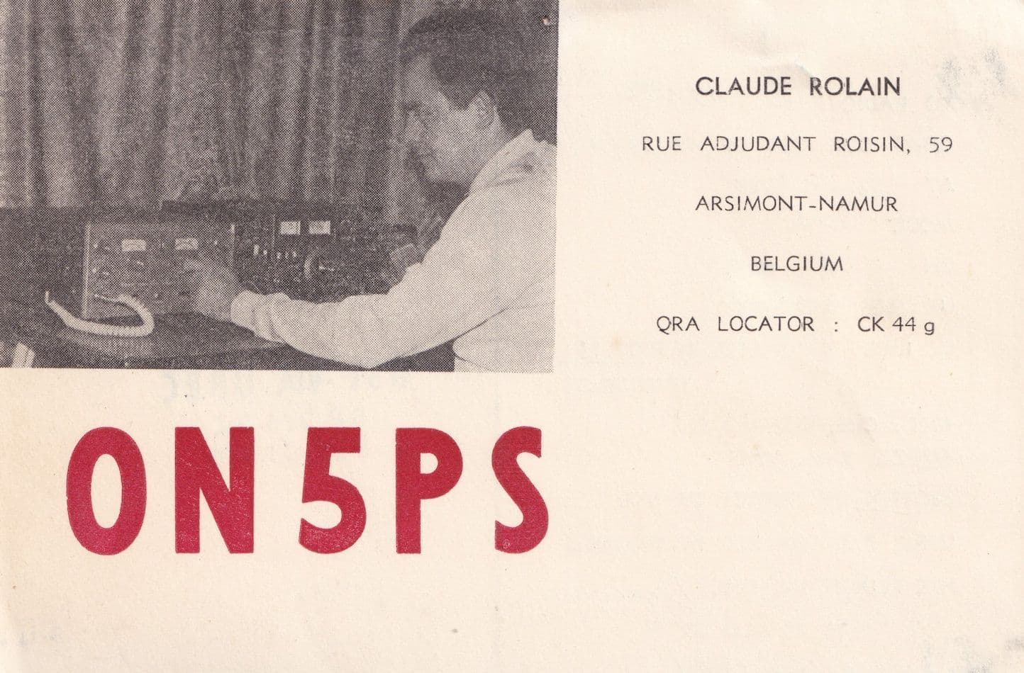Arsimont Namur Belgium QSO QSL 1960s Station Vintage Ham Radio Card