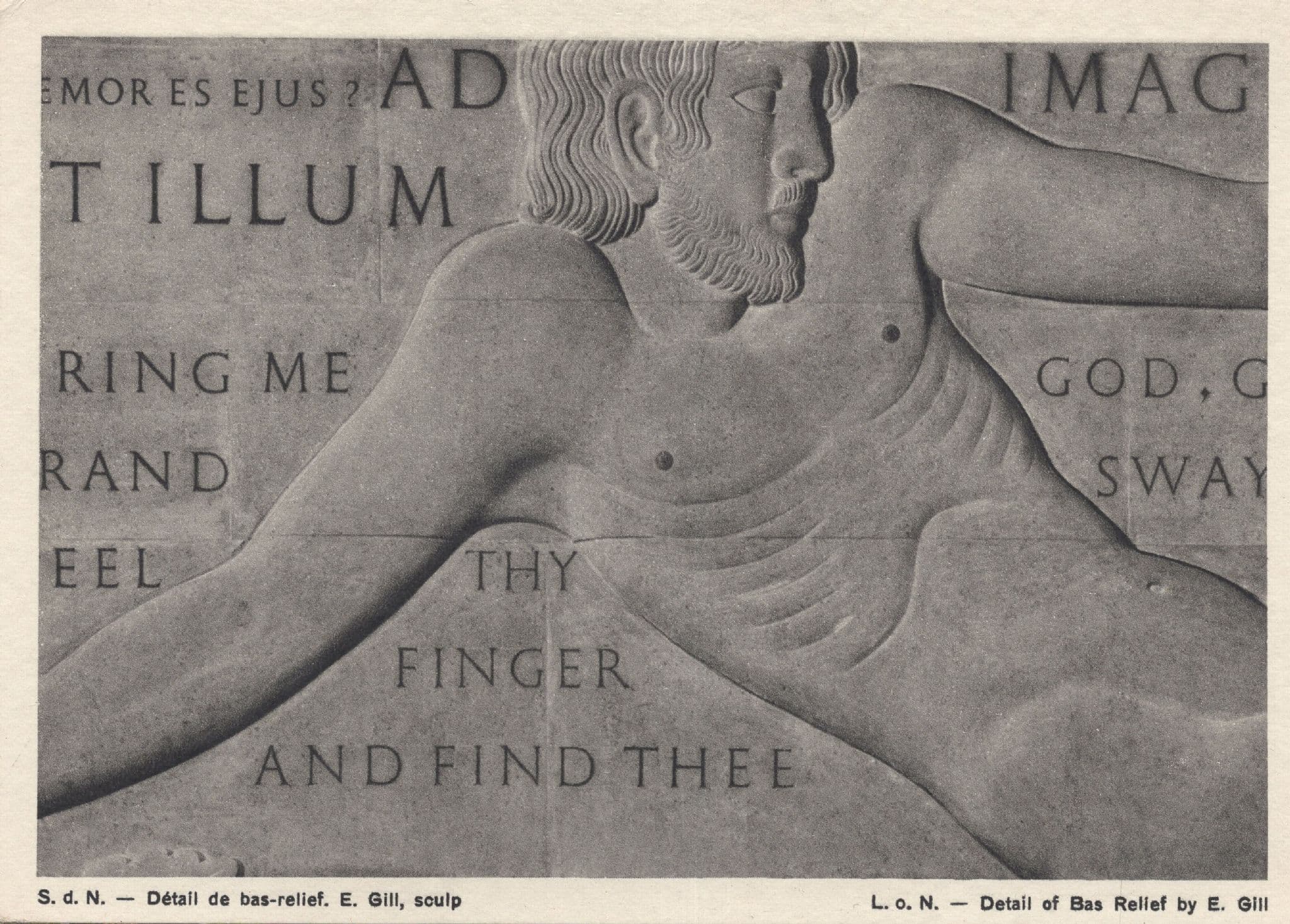 Arthur Eric Gill Detail Of The Bass Relief Vintage Postcard