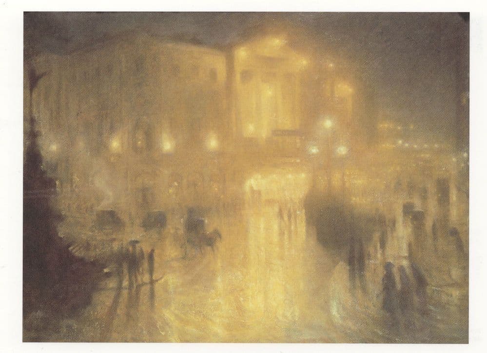 Arthur Hacker A Wet Night At Piccadilly Circus London Painting Postcard