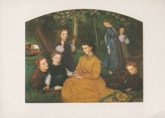 Arthur Hughes A Birthday Picnic William Anne Pattison Portrait Painting Postcard