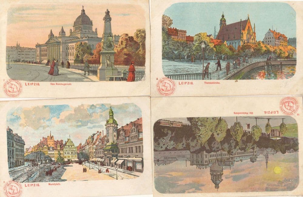 Artiste Lithographie Leipzig 4x Cropped Old German Postcard s Please Read