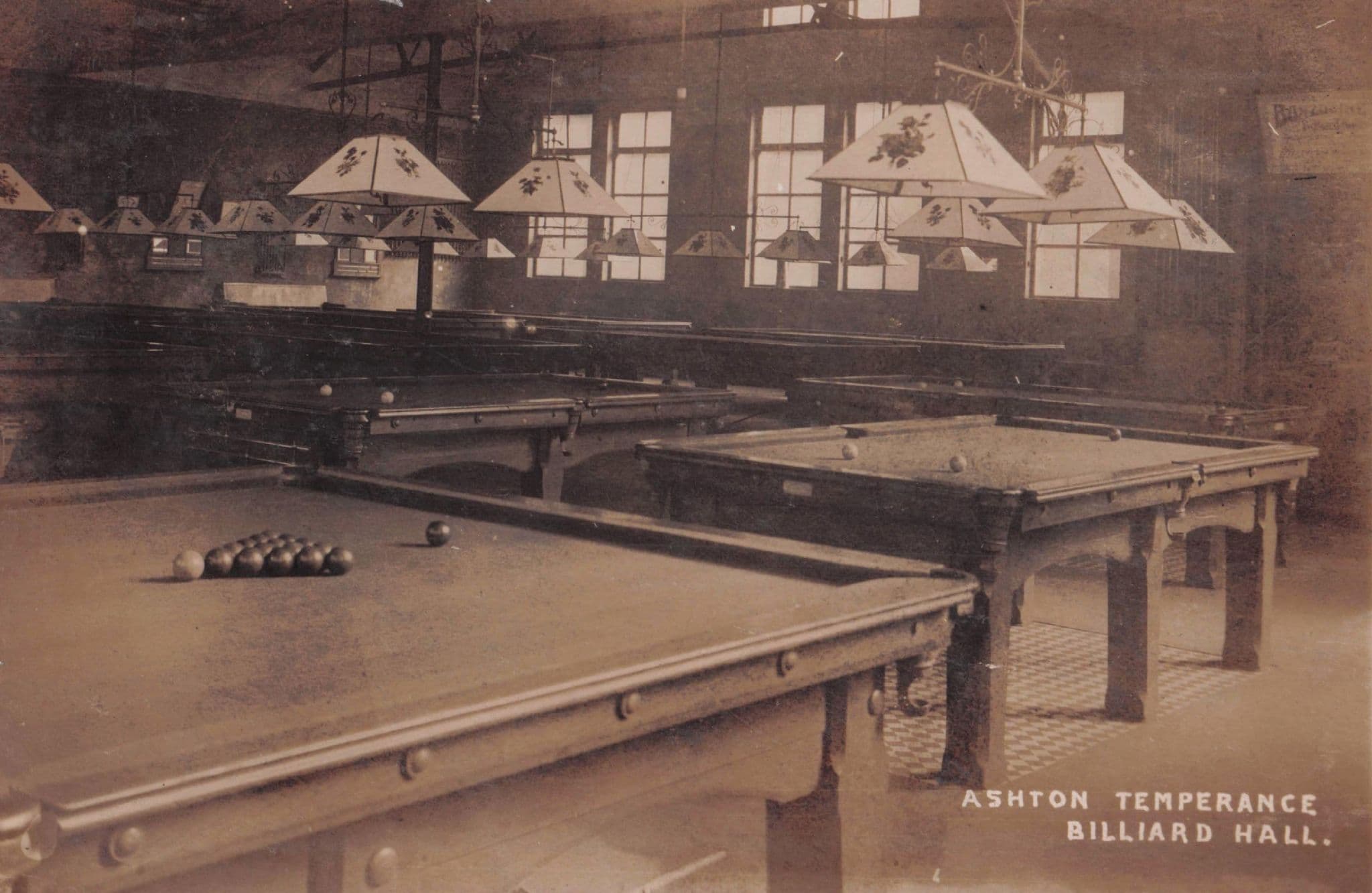 Ashton Temperance Billiard Halls Ltd Lancashire Snooker Old RPC Postcard