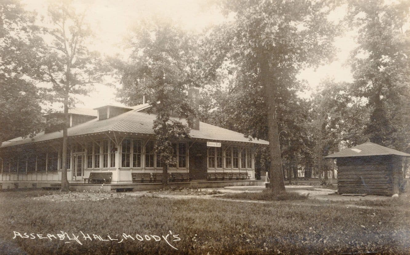 Assembly Hall Moody's Cedar Lake Indiana USA Antique Photo Postcard
