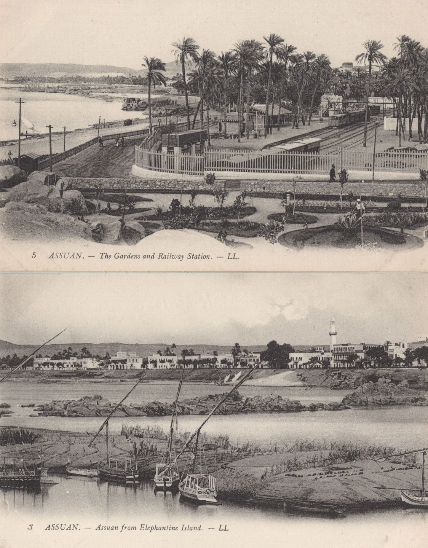 Assuan from Elephantine Island Old Egyptian 2x Postcard s