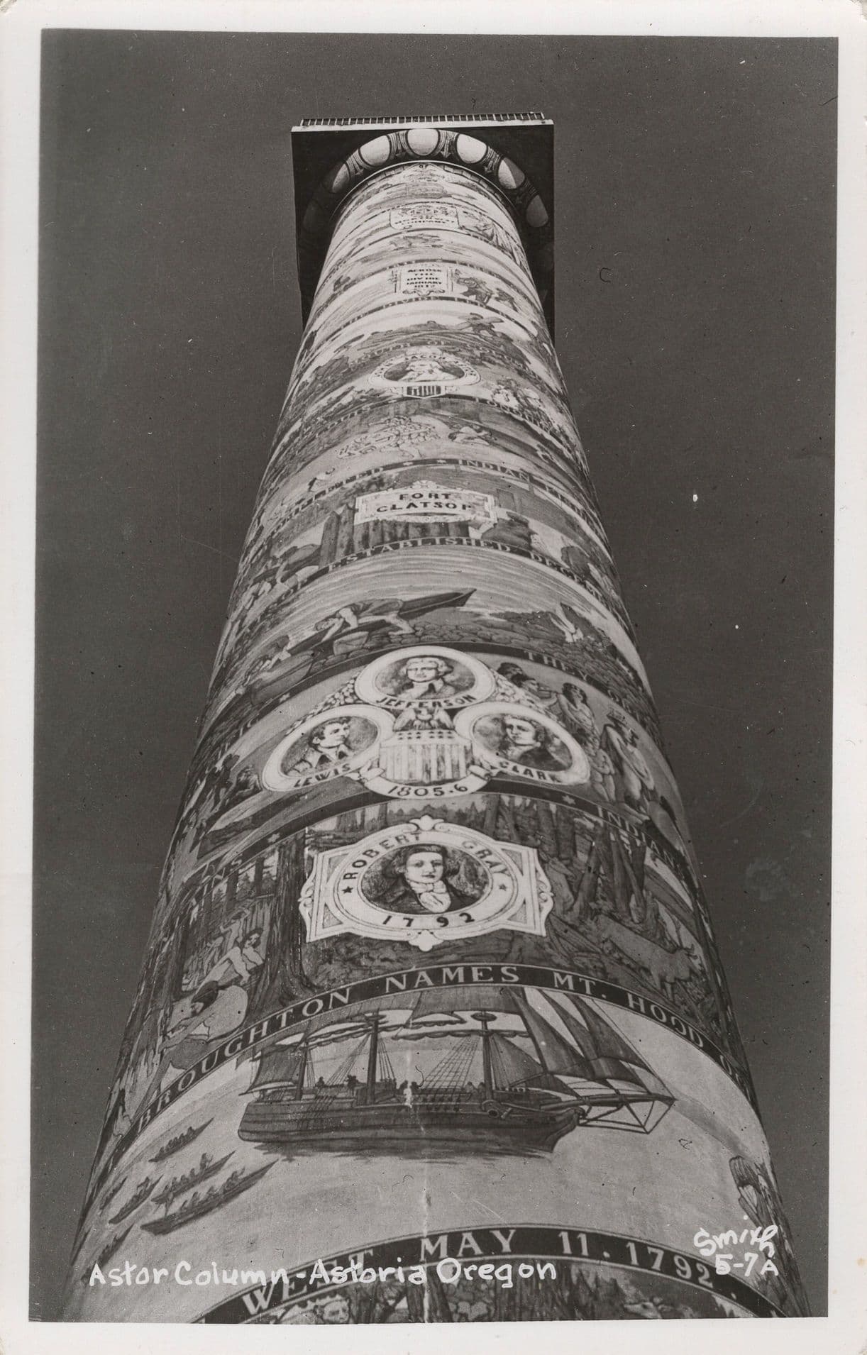 Astor Column Toten Pole Style Camera View Oregon Real Photo Postcard